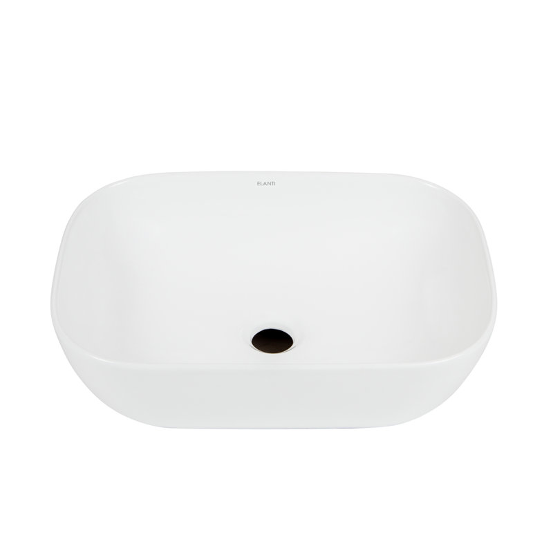 Elanti 13'' White Ceramic Rectangular Vessel Bathroom Sink Wayfair